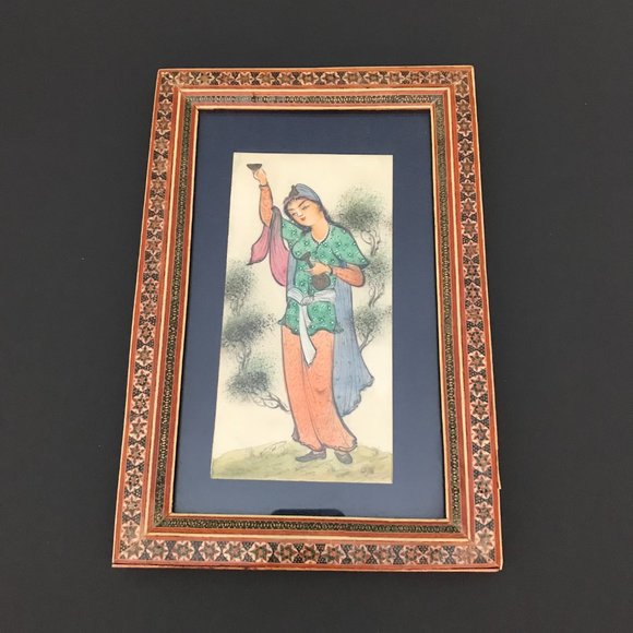 Persian Painting in Inlaid Khatam Micro Mosaic Marquetry Frame - Picture 2 of 5